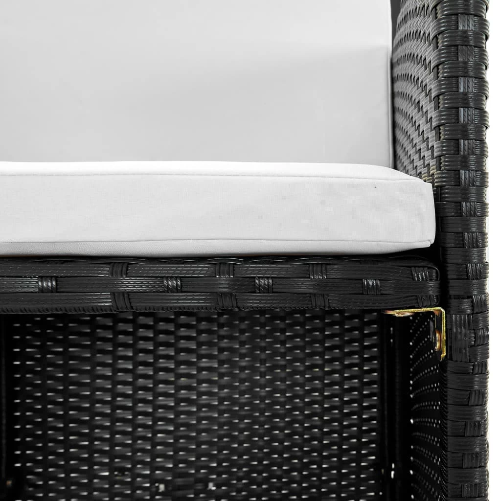 11 Piece Outdoor Dining Set With Cushions Poly Rattan Black VidaXL - Image 3