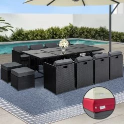 Gardeon 13 Piece Outdoor Dining Set - Black