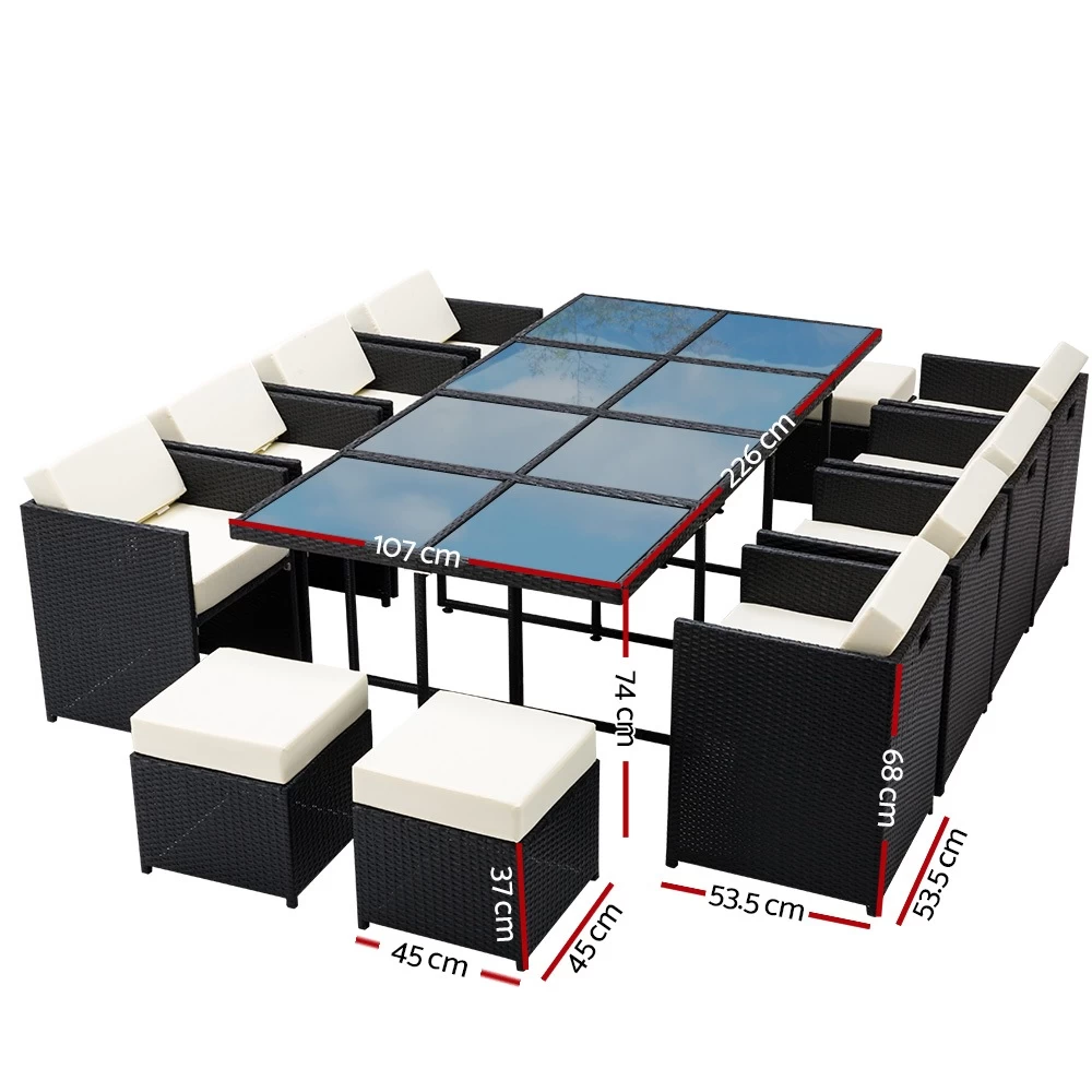 Gardeon 13 Piece Outdoor Dining Set - Black - Image 2