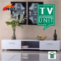 MDF High Gloss Entertainment TV Unit Cabinet White