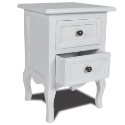 Nightstand With 2 Drawers MDF White VidaXL