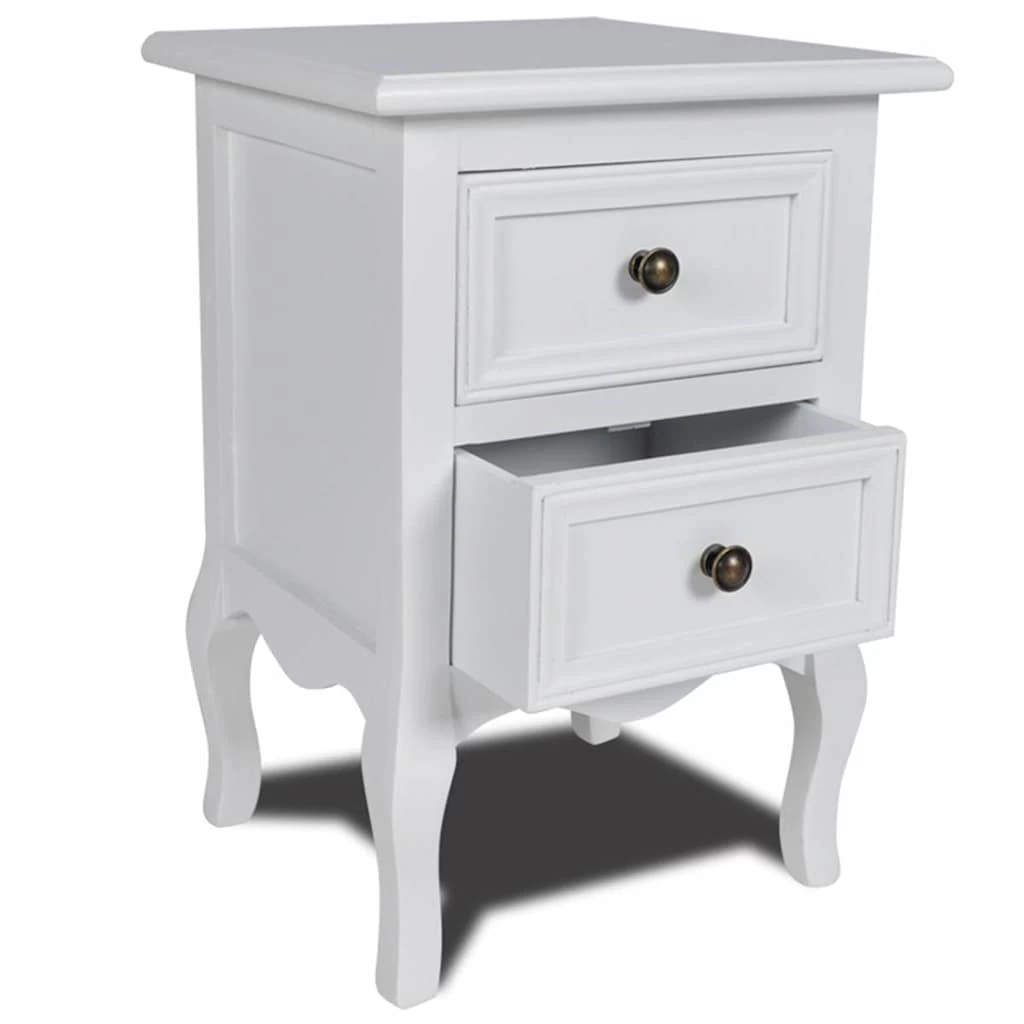 Nightstand With 2 Drawers MDF White VidaXL - Image 2