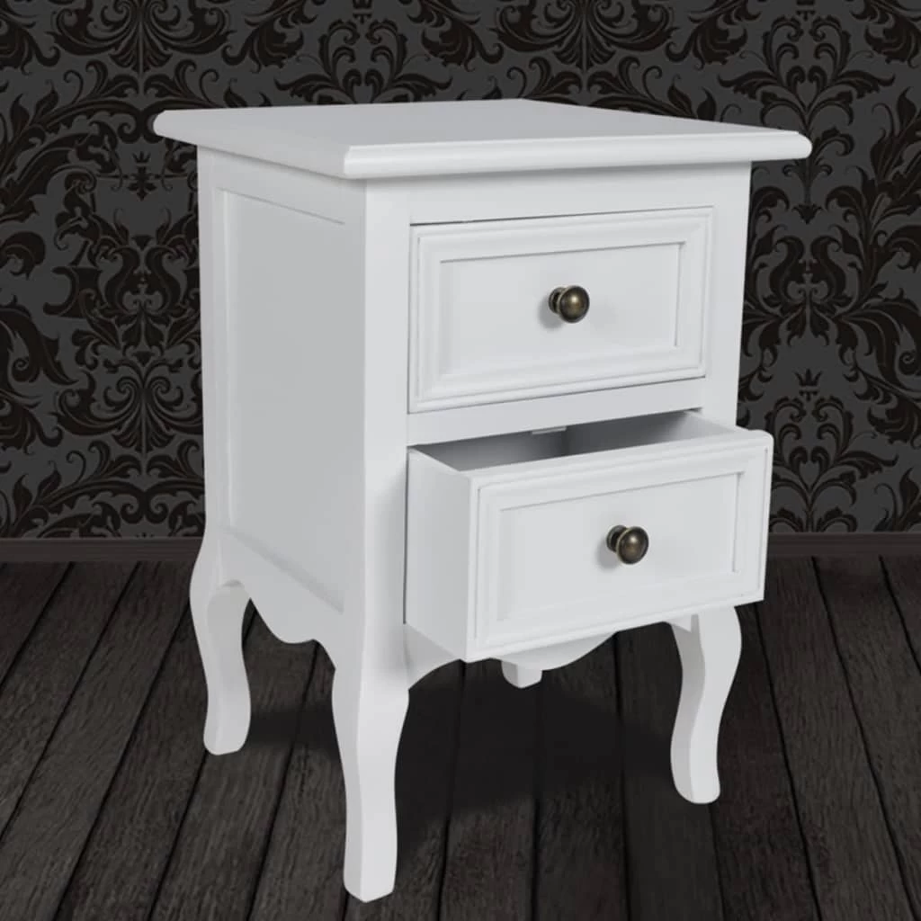 Nightstand With 2 Drawers MDF White VidaXL - Image 3
