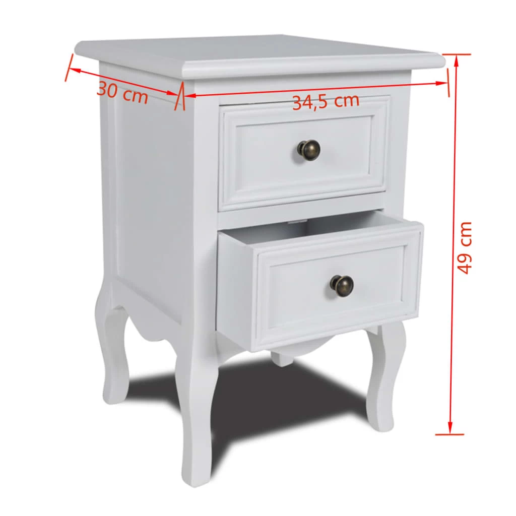 Nightstand With 2 Drawers MDF White VidaXL - Image 5