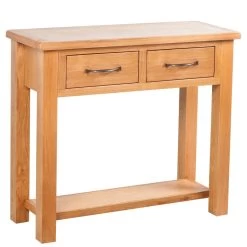 Console Table With 2 Drawers 83x30x73 Cm Solid Oak Wood VidaXL