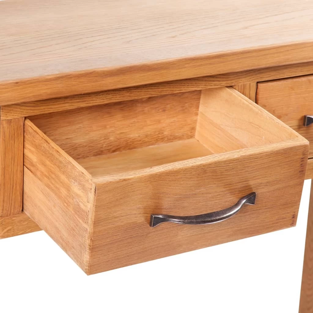 Console Table With 2 Drawers 83x30x73 Cm Solid Oak Wood VidaXL - Image 3