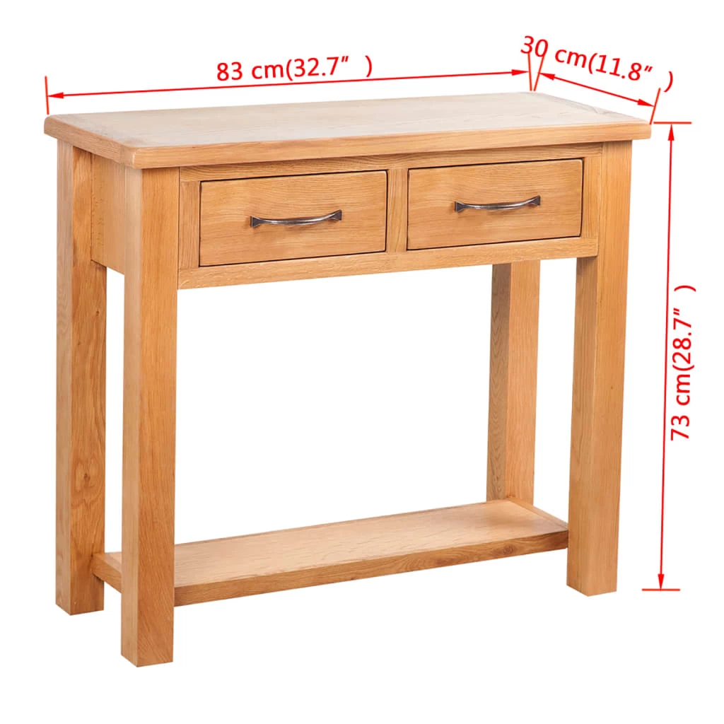 Console Table With 2 Drawers 83x30x73 Cm Solid Oak Wood VidaXL - Image 7