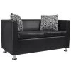 Sofa 2-Seater Artificial Leather Black VidaXL