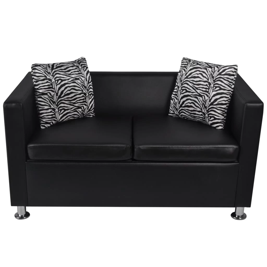 Sofa 2-Seater Artificial Leather Black VidaXL - Image 3
