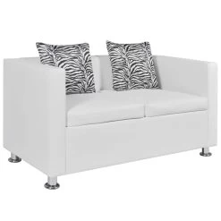Sofa 2-Seater Artificial Leather White VidaXL