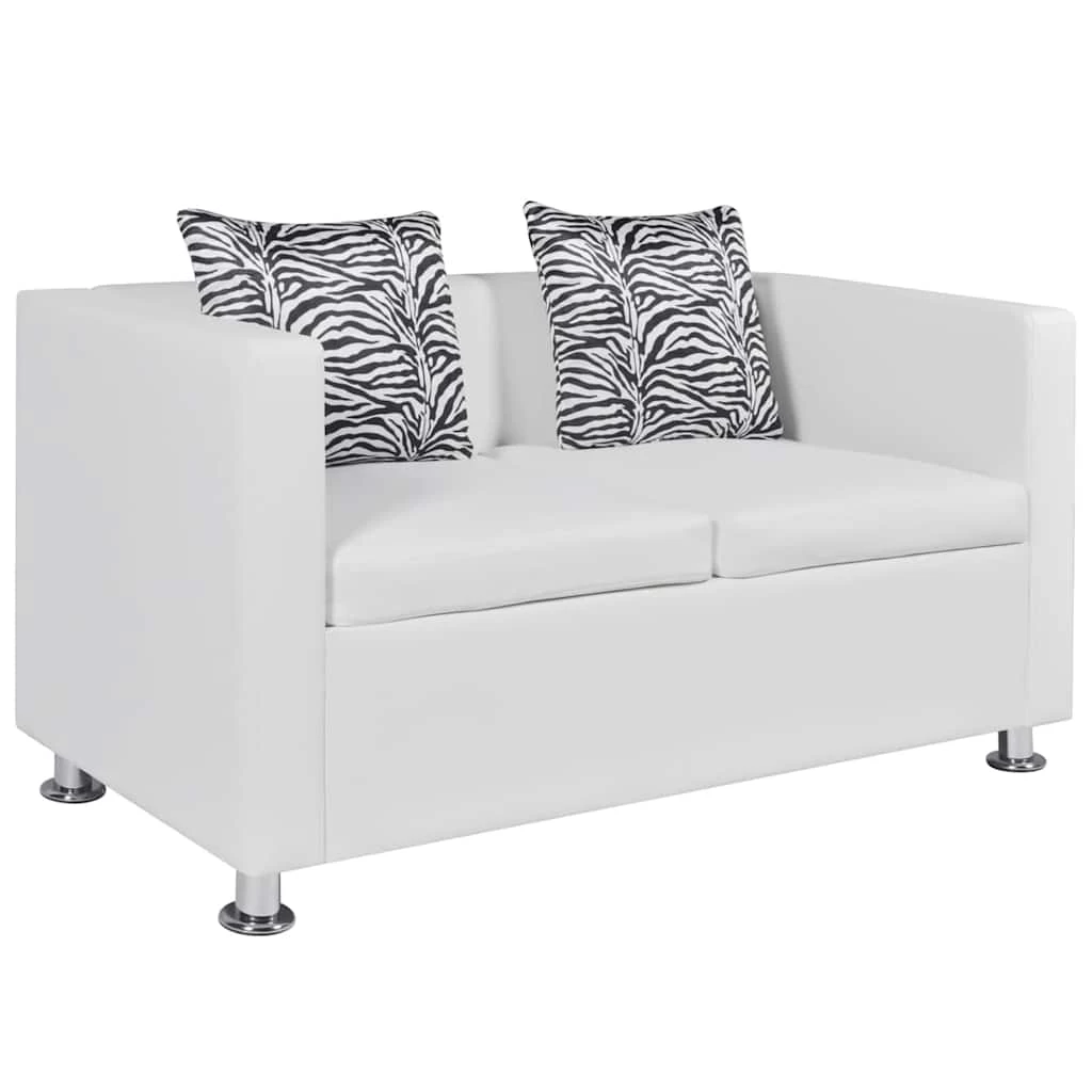 Sofa 2-Seater Artificial Leather White VidaXL - Image 2