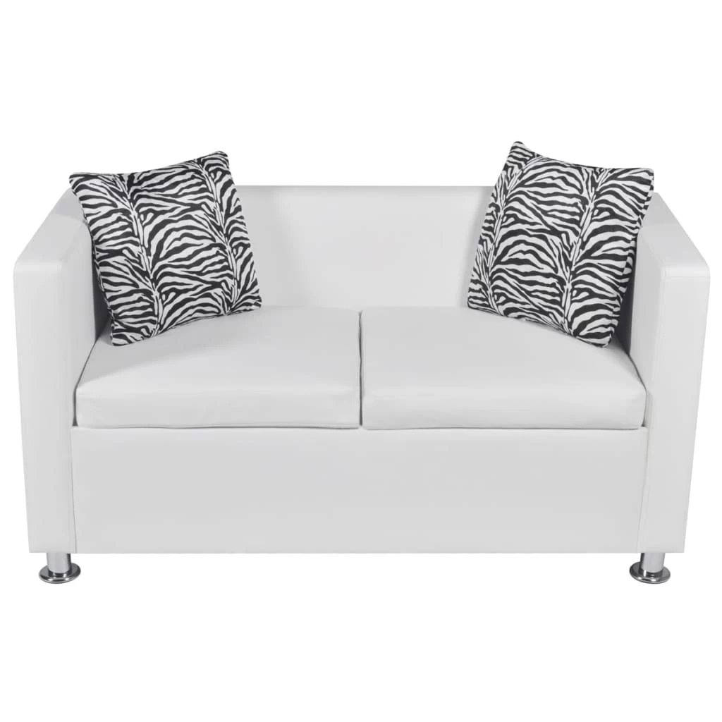 Sofa 2-Seater Artificial Leather White VidaXL - Image 3