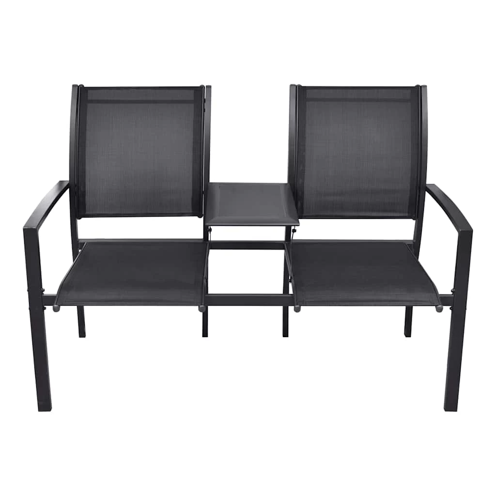 2 Seater Garden Bench 131 Cm Steel And Textilene Black VidaXL - Image 4
