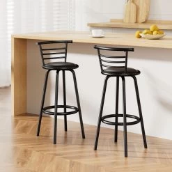 Artiss 2x Bar Stools Leather Stool Swivel Kitchen Chairs