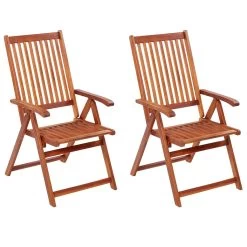 Folding Garden Chairs 2 Pcs Solid Acacia Wood Brown VidaXL