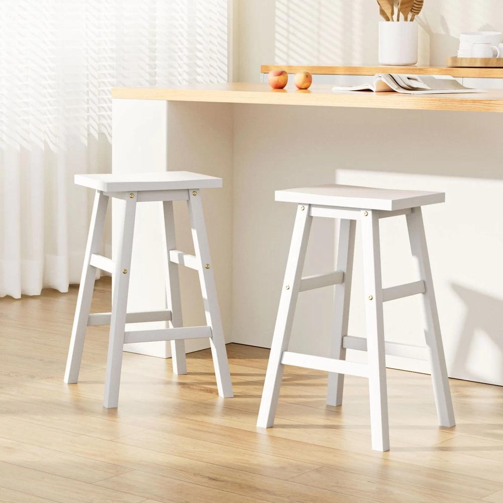 Artiss 2 X Wooden Kitchen Bar Stools Bar Stool Chairs Barstools White