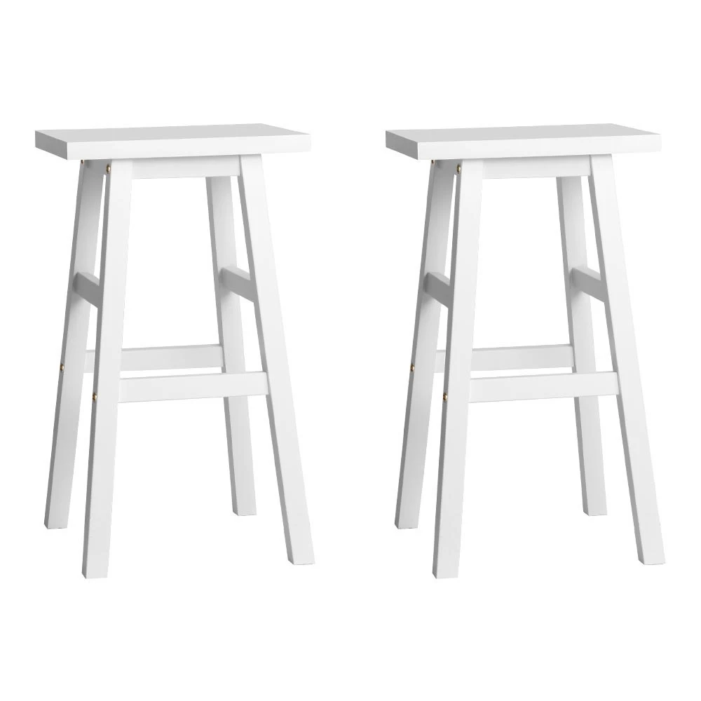 Artiss 2 X Wooden Kitchen Bar Stools Bar Stool Chairs Barstools White - Image 2