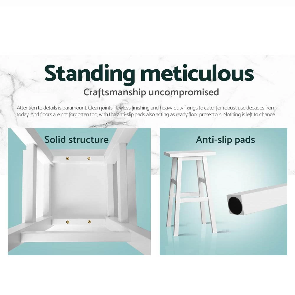 Artiss 2 X Wooden Kitchen Bar Stools Bar Stool Chairs Barstools White - Image 6