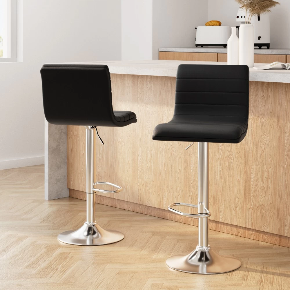 Artiss 2x Bar Stools Leather Stool Kitchen Chairs Black