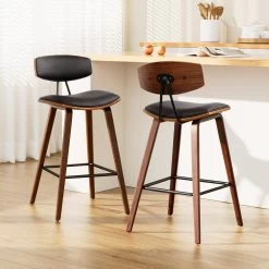 Artiss 2x Wooden Bar Stools Leather