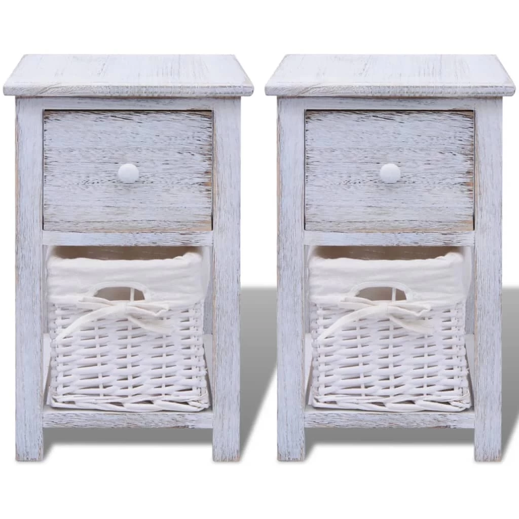 Bedside Cabinets 2 Pcs Wood White VidaXL - Image 3