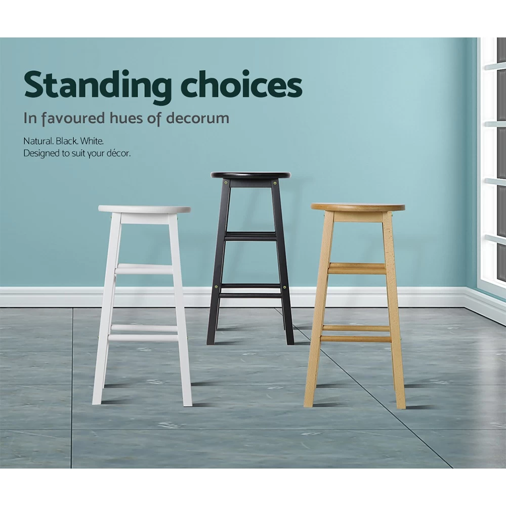 Artiss 2 X Wooden Bar Stools Bar Stool Dining Chairs Kitchen Black Barstools - Image 7