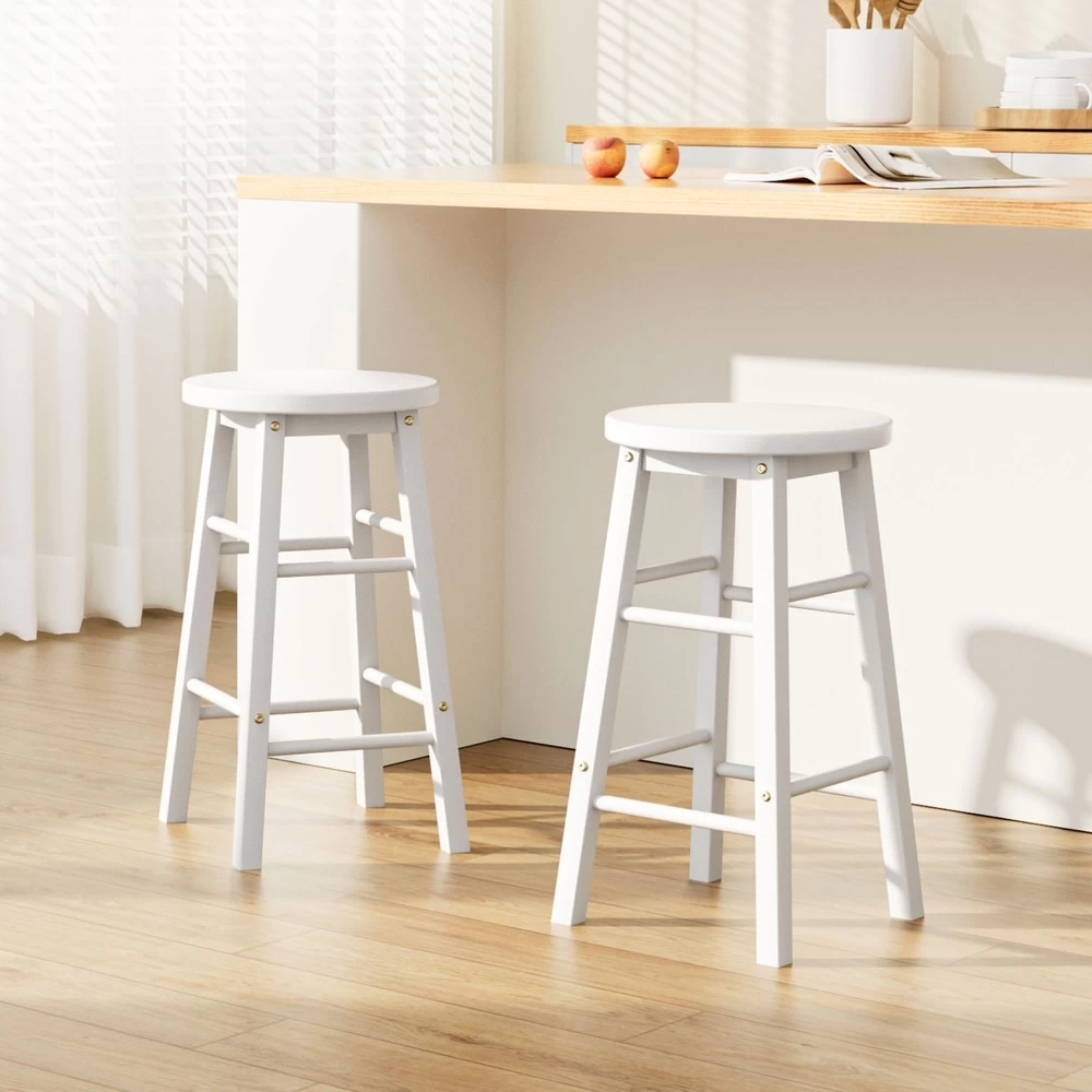 Artiss 2 X Wooden Bar Stools Bar Stool Dining Chairs Kitchen White Barstools