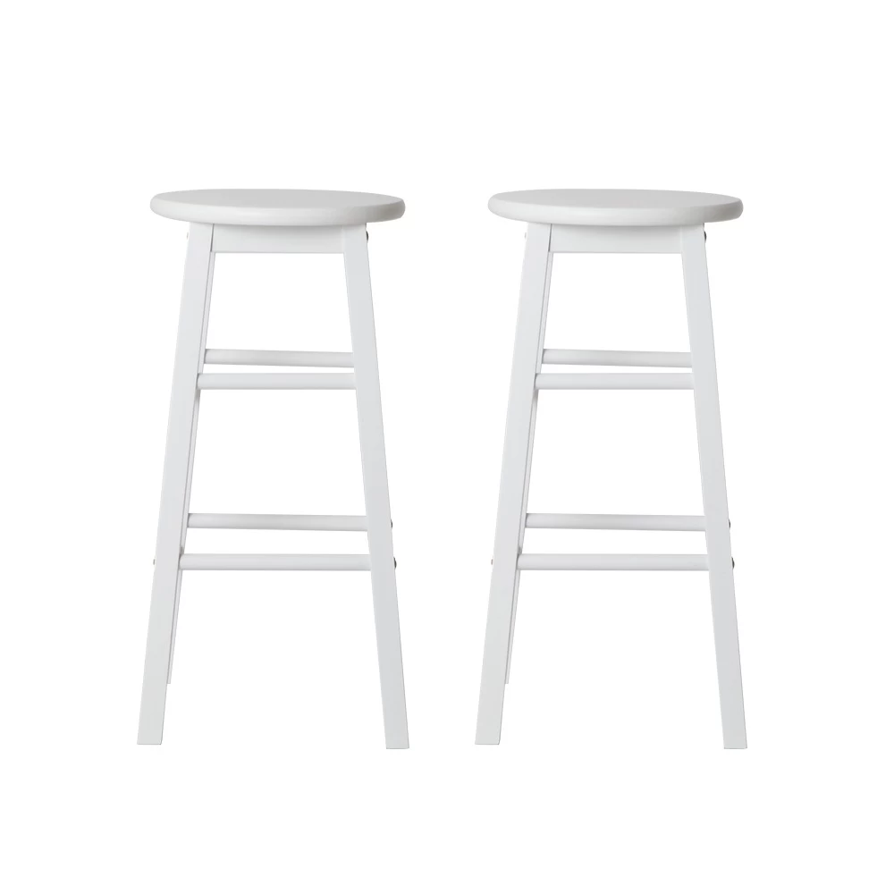Artiss 2 X Wooden Bar Stools Bar Stool Dining Chairs Kitchen White Barstools - Image 4