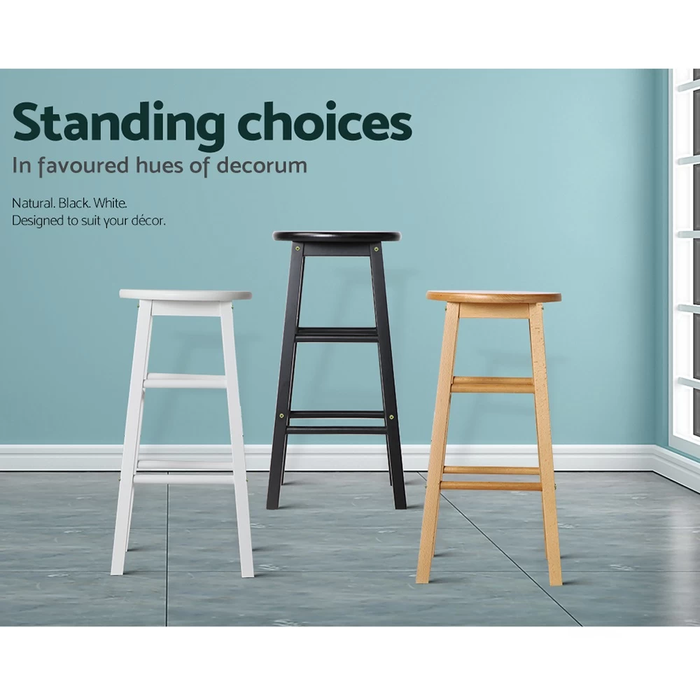 Artiss 2 X Wooden Bar Stools Bar Stool Dining Chairs Kitchen White Barstools - Image 7