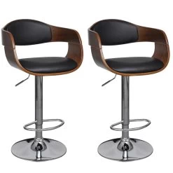 Bar Stools 2 Pcs Bent Wood And Faux Leather VidaXL
