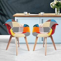 Artiss Fabric Dining Chairs Multi-Color Kitchen Chairs X2