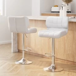 Artiss Bar Stools Kitchen Stool Leather White