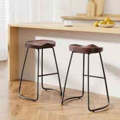 Artiss Bar Stools Kitchen Stool Wood - Black