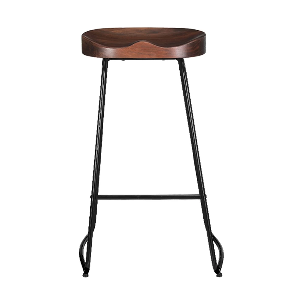 Artiss Set Of 2 Wooden Bar Stools Backless - Black - Image 4