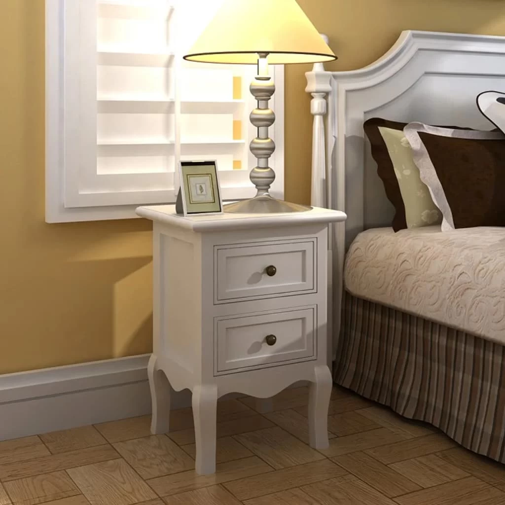 Nightstands 2 Pcs With 2 Drawers MDF White VidaXL