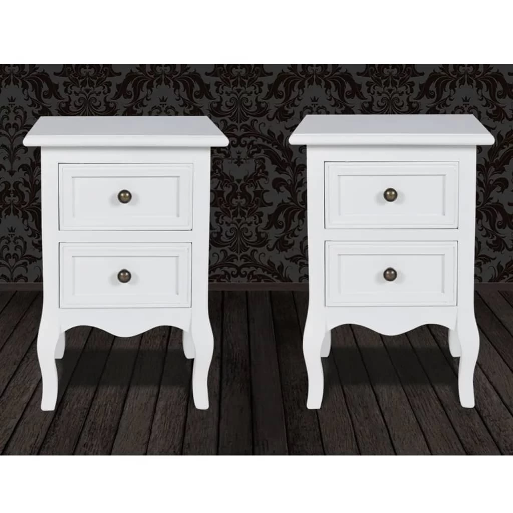 Nightstands 2 Pcs With 2 Drawers MDF White VidaXL - Image 3