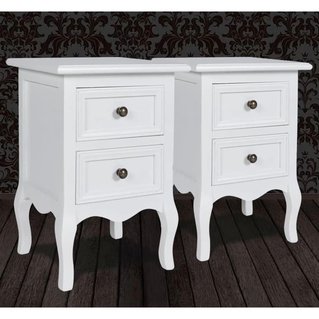 Nightstands 2 Pcs With 2 Drawers MDF White VidaXL - Image 4