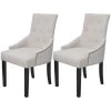 Dining Chairs 2 Pcs Cream Grey Fabric VidaXL