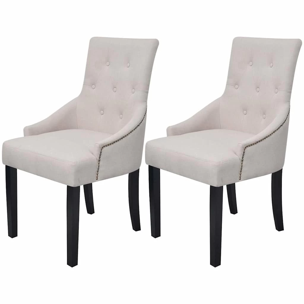 Dining Chairs 2 Pcs Cream Grey Fabric VidaXL - Image 2