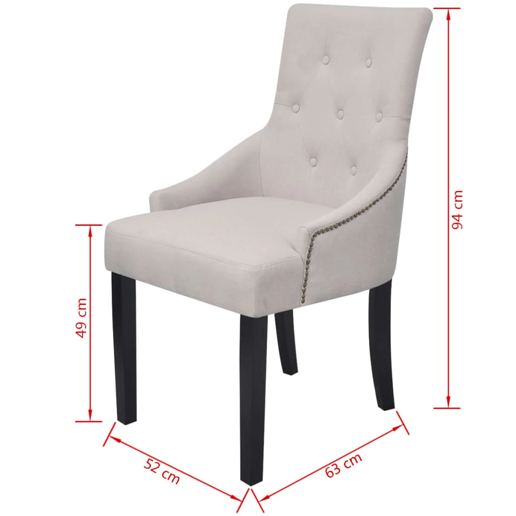 Dining Chairs 2 Pcs Cream Grey Fabric VidaXL - Image 5