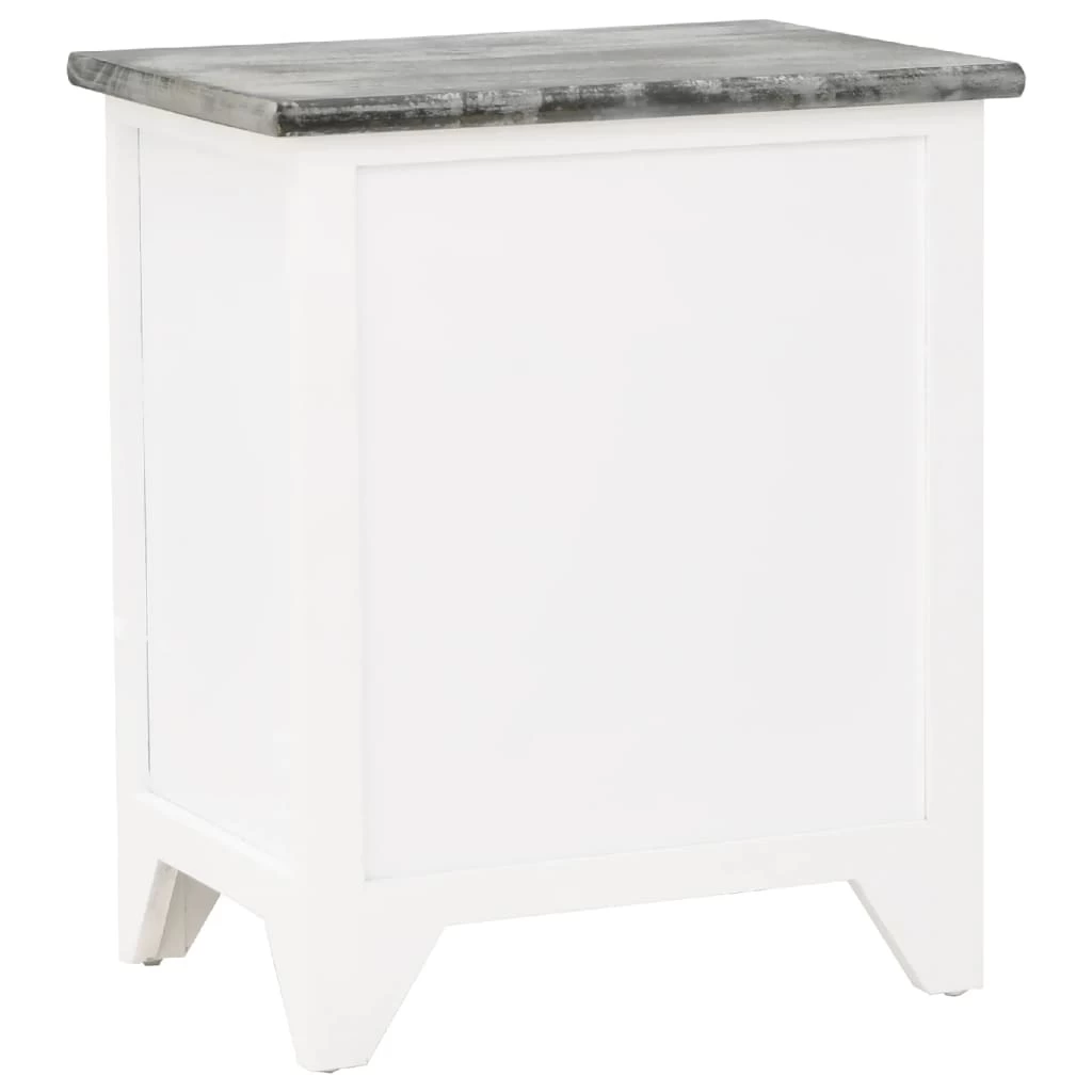 Nightstand 2 Pcs With 2 Drawers Grey And White VidaXL - Image 7
