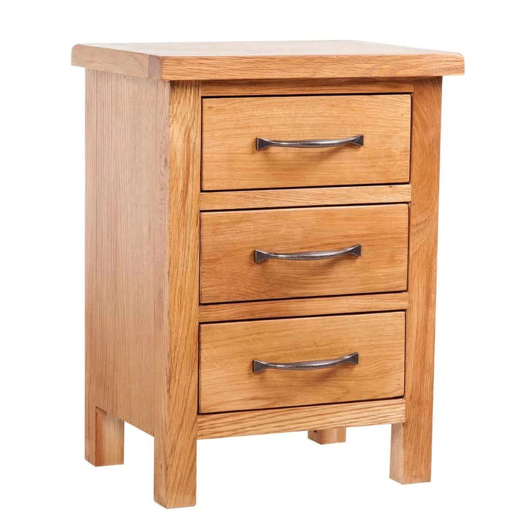Nightstand With 3 Drawers 40x30x54 Cm Solid Oak Wood VidaXL