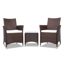 Gardeon 3 Piece Outdoor Dining Setting Patio Furniture Bistro Set Table And Chairs Wicker