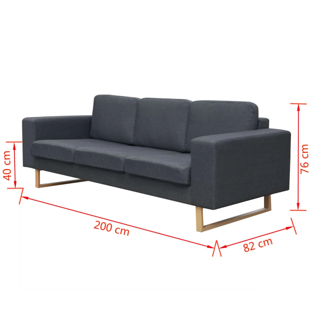 3-Seater Sofa Fabric Dark Grey VidaXL - Image 4