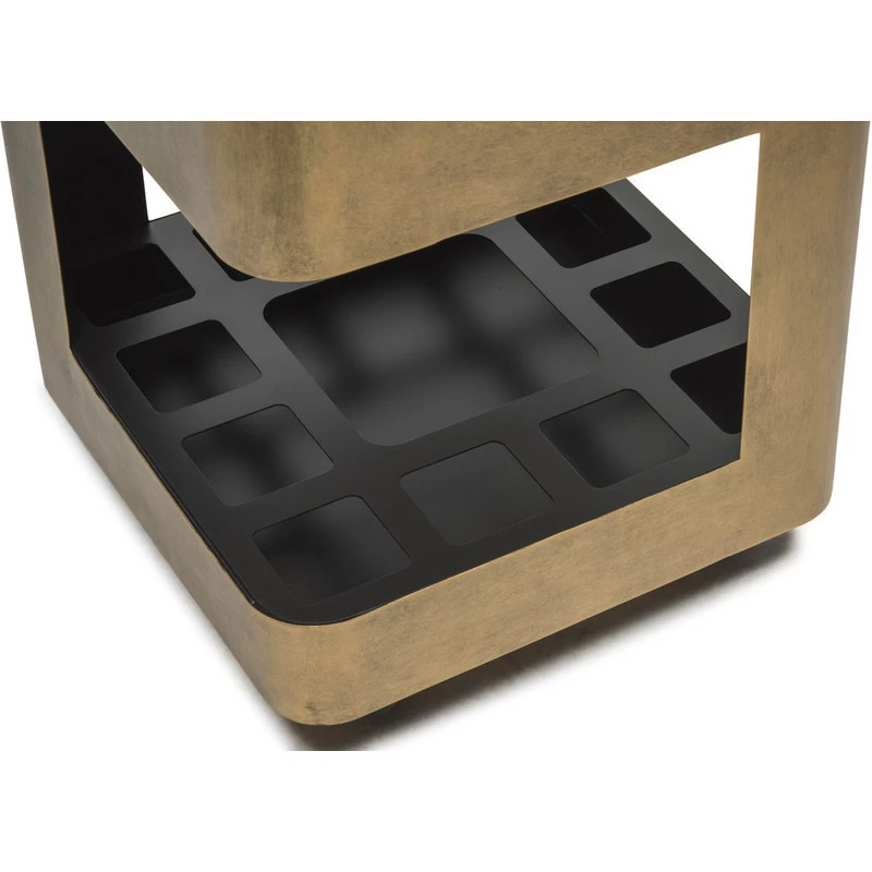 3 Tier French Brass & Marble Top Bar Trolley Cart - Image 6