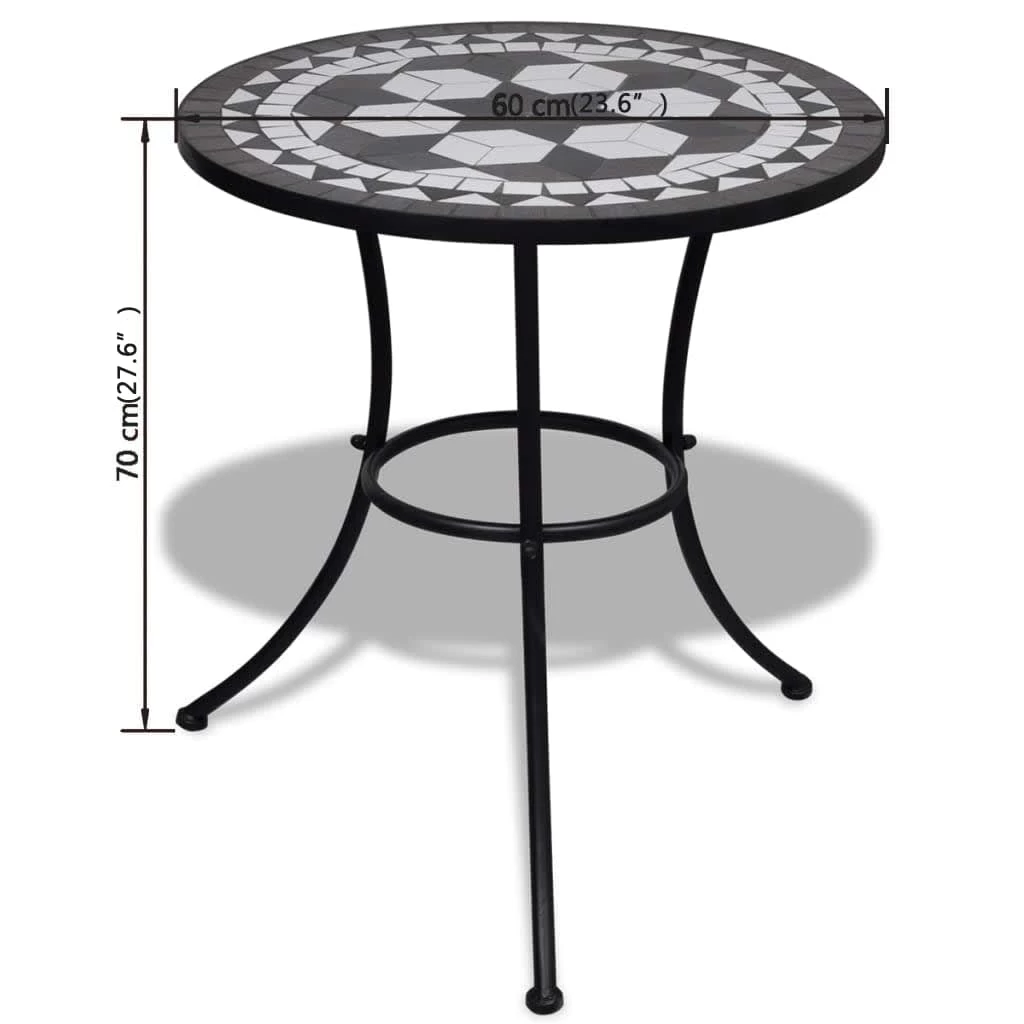 3 Piece Bistro Set Ceramic Tile Black And White VidaXL - Image 5