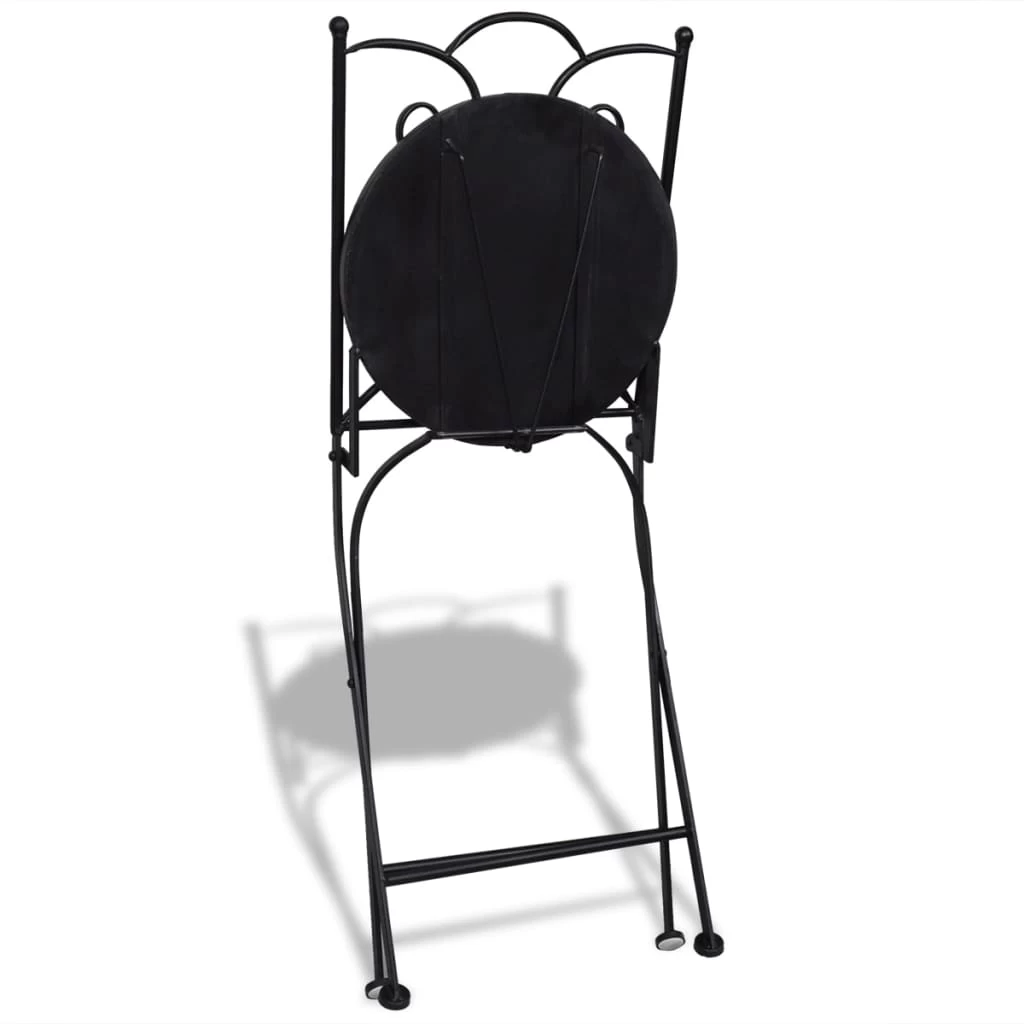 3 Piece Bistro Set Ceramic Tile Black And White VidaXL - Image 7