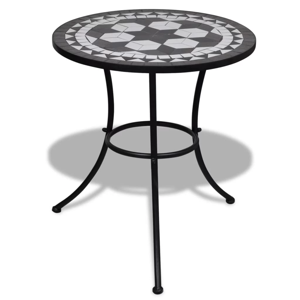 3 Piece Bistro Set Ceramic Tile Black And White VidaXL - Image 8