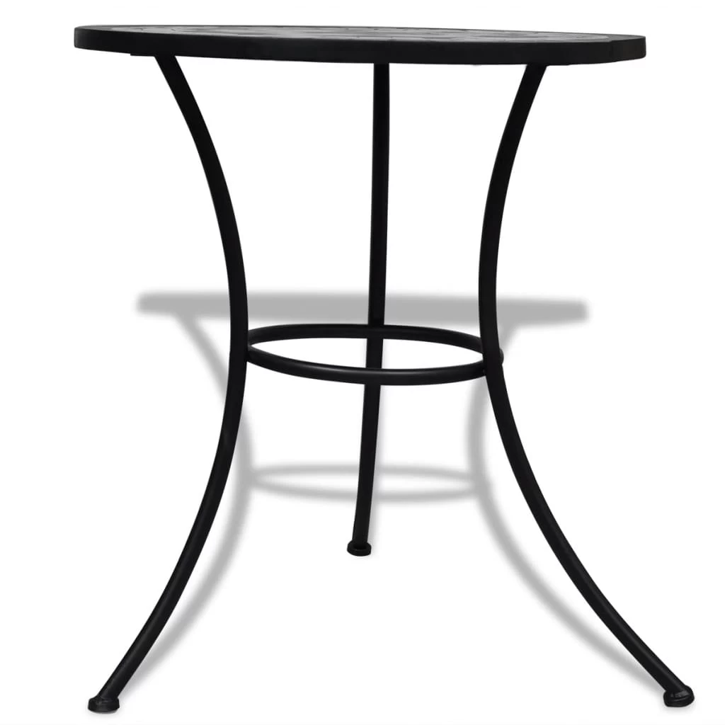 3 Piece Bistro Set Ceramic Tile Black And White VidaXL - Image 11