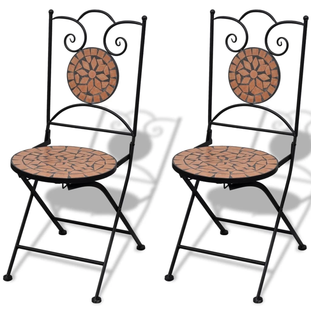 3 Piece Bistro Set Ceramic Tile Terracotta VidaXL - Image 7